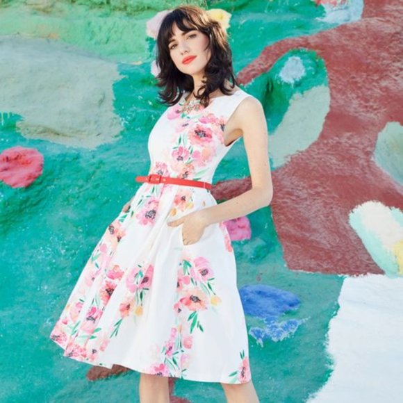Gorgeous Modcloth L Floral Belted Sleeveless Dress - Picture 8 of 8